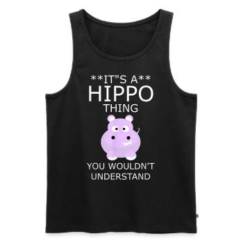 Hippo, cadeau drôle de T-shirt d'hippopotame - Débardeur bio Premium Homme - noir - Devant - Michal (187cm)