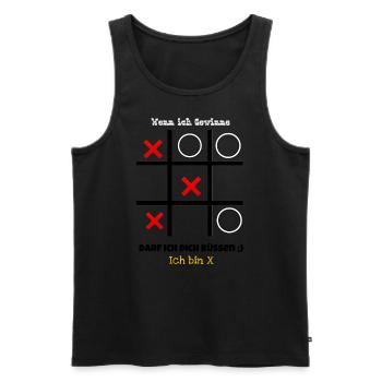 Shirt with funny saying and tic tac toe pattern - Men's Premium Organic Tank Top - black - Front - AI Model Male 178 light (178cm)