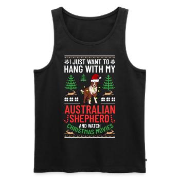 Australian Shepherd Weihnachten Hund Welpe - Männer Premium Bio Tank Top - Schwarz - Vorne - Michal (187cm)