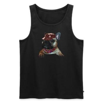 Français Bulldog, Frenchie, Bully, Cadeau - Débardeur bio Premium Homme - noir - Devant - Michal (187cm)