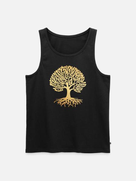 Baum gold - Männer Premium Bio Tank Top - Schwarz