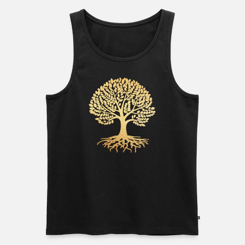 Baum gold - Männer Premium Bio Tank Top - Schwarz
