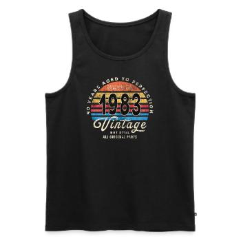 Made in 1983 - Men's Premium Organic Tank Top - black - Front - AI Model Male 178 light (178cm)