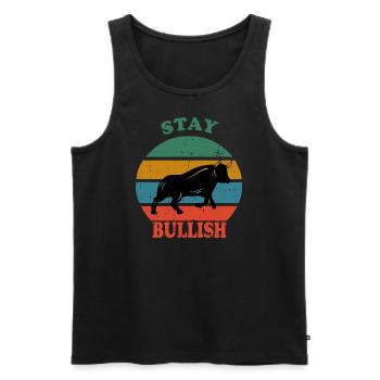 Retro Bull stay bullish2 - Männer Premium Bio Tank Top - Schwarz - Vorne - Michal (187cm)