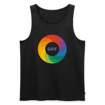Regenbogen Ring "Gay" Lila - Männer Premium Bio Tank Top - Schwarz - Vorne - Michal (187cm)