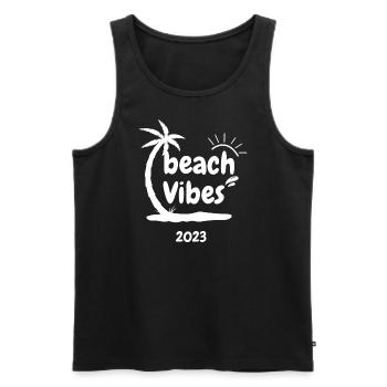 Beach Vibes 2023 - Männer Premium Bio Tank Top - Schwarz - Vorne - AI Model Male 178 light (178cm)