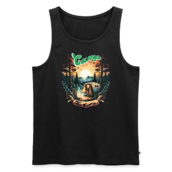 Camp Camping Zelten Outdoor Wandern Urlaub - Männer Premium Bio Tank Top - Schwarz - Vorne - Michal (187cm)