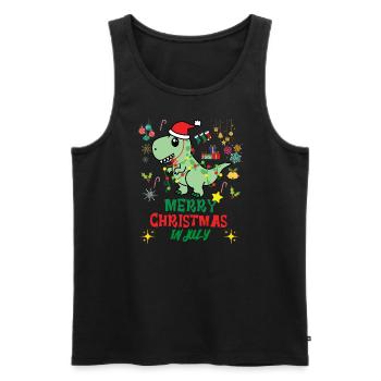 Noël en juillet, Dinosaures de Noël, T-REX - Débardeur bio Premium Homme - noir - Devant - AI Model Male 178 light (178cm)