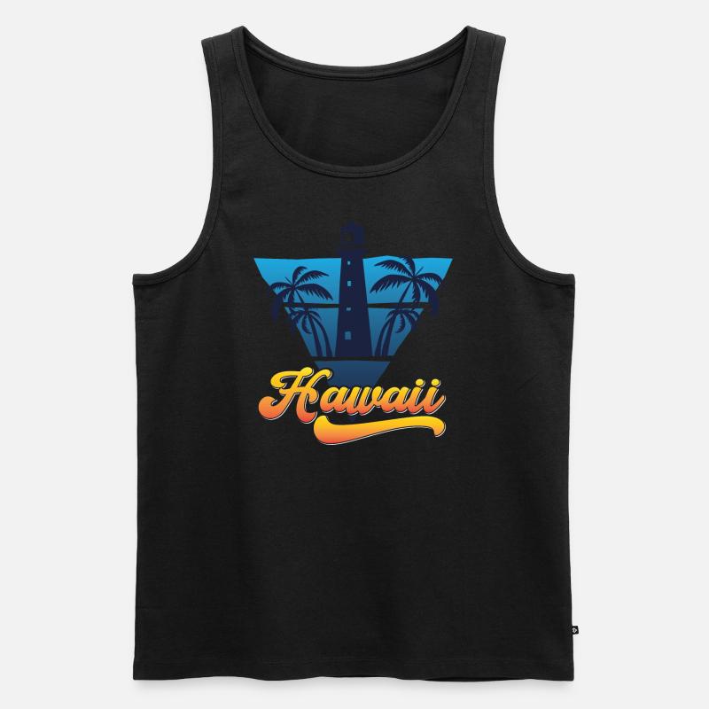 Hawaii Leuchtturm Beach Design - Männer Premium Bio Tank Top - Schwarz