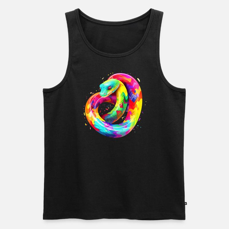 Regenbogen Schlange - Männer Premium Bio Tank Top - Schwarz