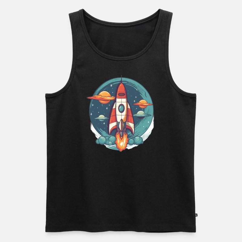 Whimsy Rocket: Galaktisches Abenteuer! - Männer Premium Bio Tank Top - Schwarz