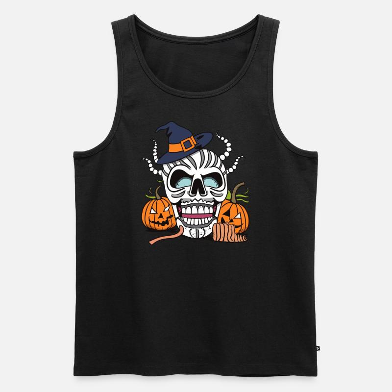 Halloween Hexenschädel - Männer Premium Bio Tank Top - Schwarz