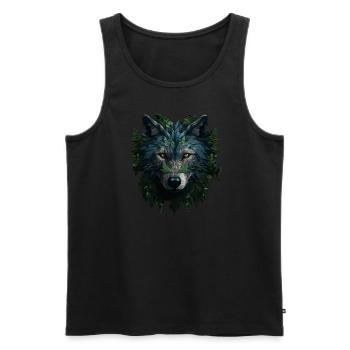 Wolf in the forest - Men's Premium Organic Tank Top - black - Front - AI Model Male 178 light (178cm)