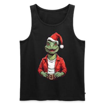 Conception de Noël festif T-Rex père Noël - Débardeur bio Premium Homme - noir - Devant - Michal (187cm)