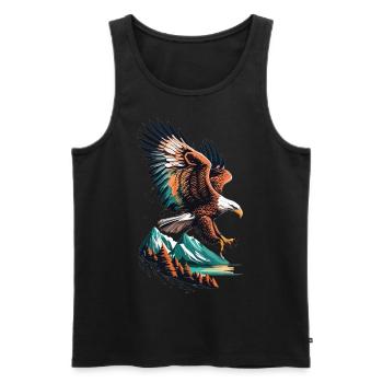 Adler und Berglandschaft im Einklang - Männer Premium Bio Tank Top - Schwarz - Vorne - AI Model Male 178 light (178cm)
