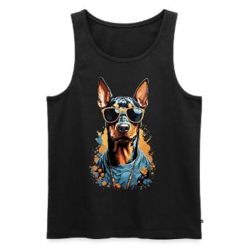 Dobermann Hund Streetwear Ästhetik Design - Männer Premium Bio Tank Top - Schwarz - Vorne - AI Model Male 178 light (178cm)
