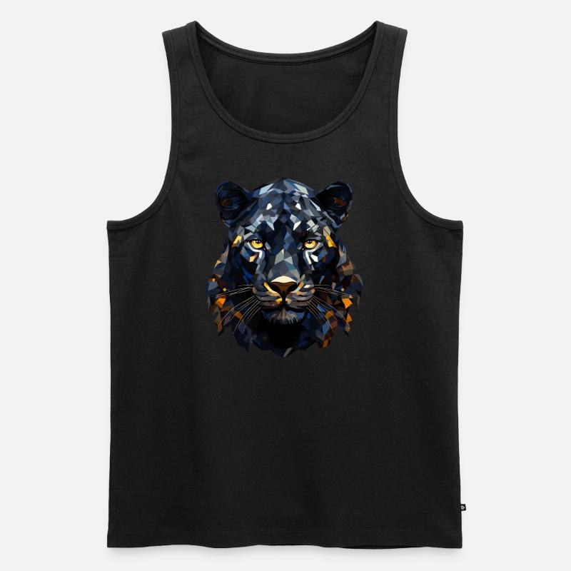 Schwarzer Panther Polygon Style - Männer Premium Bio Tank Top - Schwarz