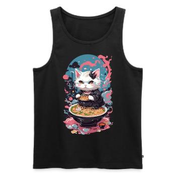 Cat Goth Pastel Ramen Noodle Soup Kawaii - Men's Premium Organic Tank Top - black - Front - Michal (187cm)