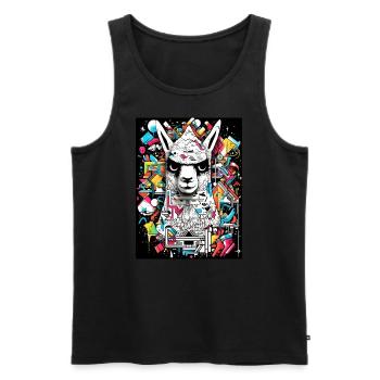 [MB] Cooles Lama vom Block - Männer Premium Bio Tank Top - Schwarz - Vorne - AI Model Male 178 light (178cm)