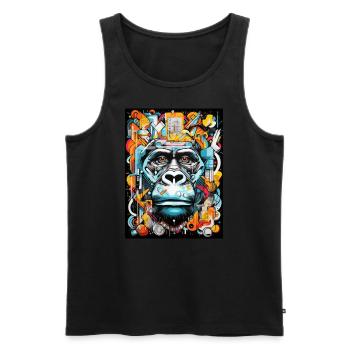 [MB] Na du Affe - Männer Premium Bio Tank Top - Schwarz - Vorne - AI Model Male 178 light (178cm)