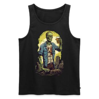 Halloween Zombie Grusel Bier Party Retro Design - Männer Premium Bio Tank Top - Schwarz - Vorne - AI Model Male 178 light (178cm)