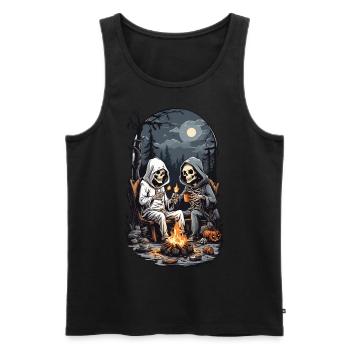 Halloween Camping Skeleton Campfire Design - Men's Premium Organic Tank Top - black - Front - Michal (187cm)