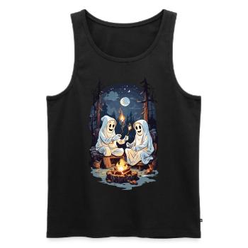 Funny Halloween Ghosts Grilling Campfire - Men's Premium Organic Tank Top - black - Front - Michal (187cm)