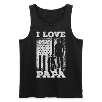 Ich liebe meinen Papa Vatertag Tochter Sohn - Männer Premium Bio Tank Top - Schwarz - Vorne - Michal (187cm)