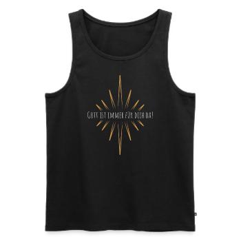 Gott ist immer für dich da! Shirt für jung und alt - Männer Premium Bio Tank Top - Schwarz - Vorne - Michal (187cm)