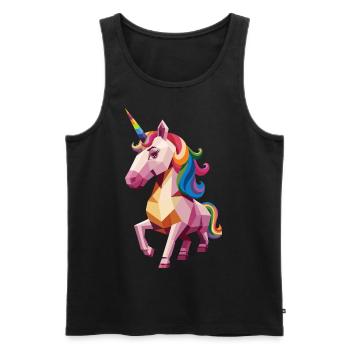 Colorful Geometric Unicorn Design - Men's Premium Organic Tank Top - black - Front - Michal (187cm)