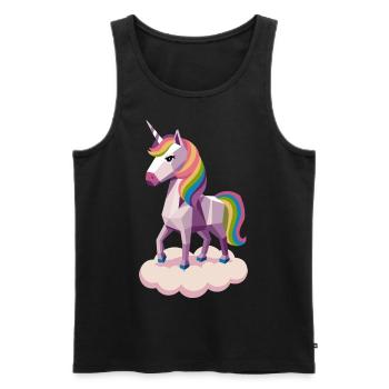 Licorne géométrique sur nuage avec crinière arc-en-ciel - Débardeur bio Premium Homme - noir - Devant - Michal (187cm)