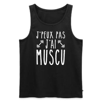 Je Peux Pas J ai Muscu - Débardeur bio Premium Homme - noir - Devant - AI Model Male 178 light (178cm)