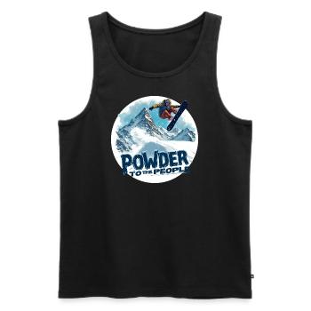 Powder to the People – Snowboard & Powder - Männer Premium Bio Tank Top - Schwarz - Vorne - AI Model Male 178 light (178cm)