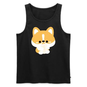 Corgi Tout-petit - Débardeur bio Premium Homme - noir - Devant - AI Model Male 178 light (178cm)