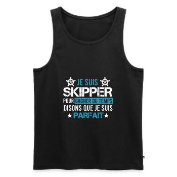 Je suis Skipper / Idée Cadeau Navigation - Débardeur bio Premium Homme - noir - Devant - Michal (187cm)