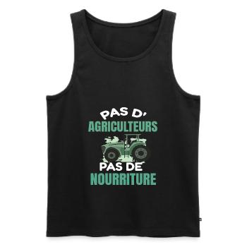 T shirt agriculteur humour tracteur cadeau. - Débardeur bio Premium Homme - noir - Devant - AI Model Male 178 light (178cm)