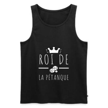 T shirt pétanque roi de la pétanque humour cadeau. - Débardeur bio Premium Homme - noir - Devant - Michal (187cm)