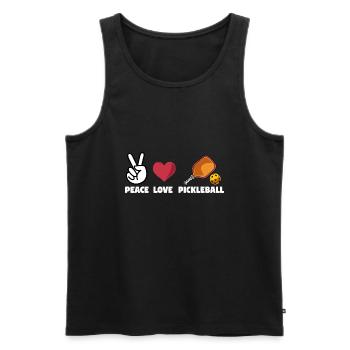 Pickleball Love Peace Schläger Sportart Spieler - Männer Premium Bio Tank Top - Schwarz - Vorne - Michal (187cm)