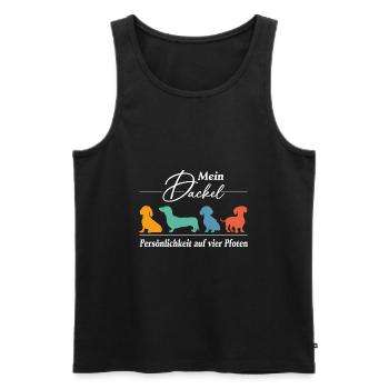 Dackel Persönlichkeit auf vier Pfoten - Männer Premium Bio Tank Top - Schwarz - Vorne - Michal (187cm)