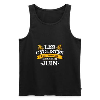 Les cyclistes de légende sont nés en juin - Débardeur bio Premium Homme - noir - Devant - Michal (187cm)