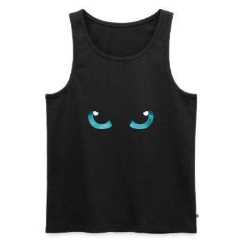 Yeux de chat Bleu - Débardeur bio Premium Homme - noir - Devant - AI Model Male 178 light (178cm)