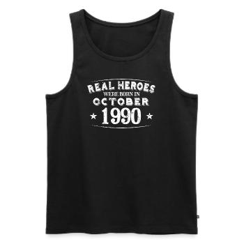 Real Heroes sont nés en Octobre 1990 Anniversaire - Débardeur bio Premium Homme - noir - Devant - Michal (187cm)