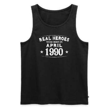 Real Heroes sont nés en Avril 1990 Anniversaire - Débardeur bio Premium Homme - noir - Devant - Michal (187cm)