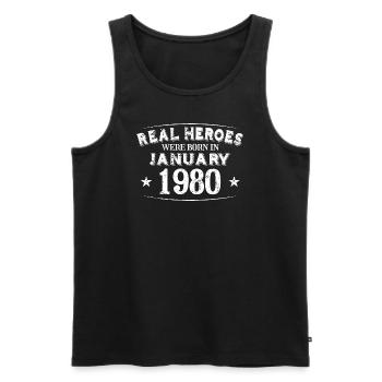 Real Heroes were born in Januar 1980 Geburtstag - Männer Premium Bio Tank Top - Schwarz - Vorne - Michal (187cm)