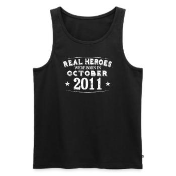 Real Heroes were born in October 2011 Birthday - Men's Premium Organic Tank Top - black - Front - AI Model Male 178 light (178cm)