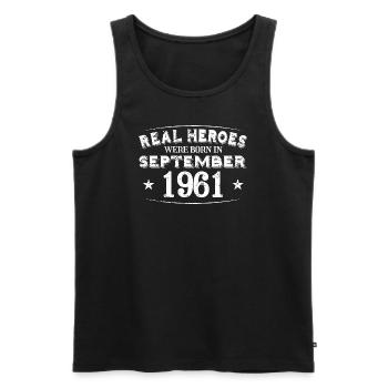 Real Heroes sont nés en Septembre 1961 Anniversaire - Débardeur bio Premium Homme - noir - Devant - Michal (187cm)