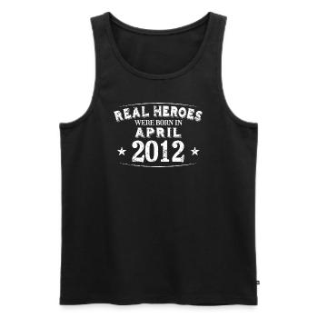 Real Heroes were born in April 2012 Birthday - Men's Premium Organic Tank Top - black - Front - Michal (187cm)