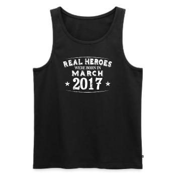 Real Heroes were born in March 2017 Birthday - Men's Premium Organic Tank Top - black - Front - Michal (187cm)