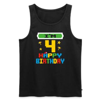 Vier 4 Jahre 4. Geburtstag Alles Gute zum Geburtstag 4 Jahre alt - Männer Premium Bio Tank Top - Schwarz - Vorne - Michal (187cm)