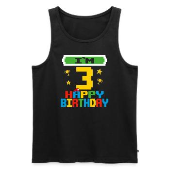 Three 3yr 3th Birthday Happy Birthday 3 Years Old - Débardeur bio Premium Homme - noir - Devant - Michal (187cm)